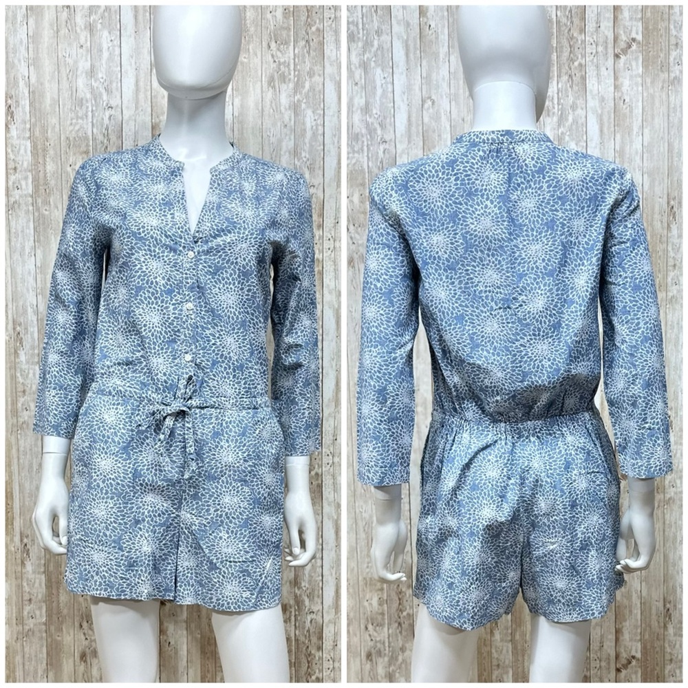 J. Crew Mercantile Blue Chambray Drawstring Zelda Romper NWT [1556]